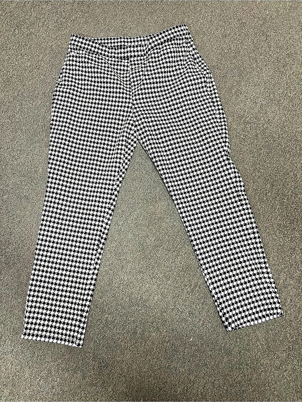 Susan Graver Houndstooth Straight Leg Pants in Black & White Size large